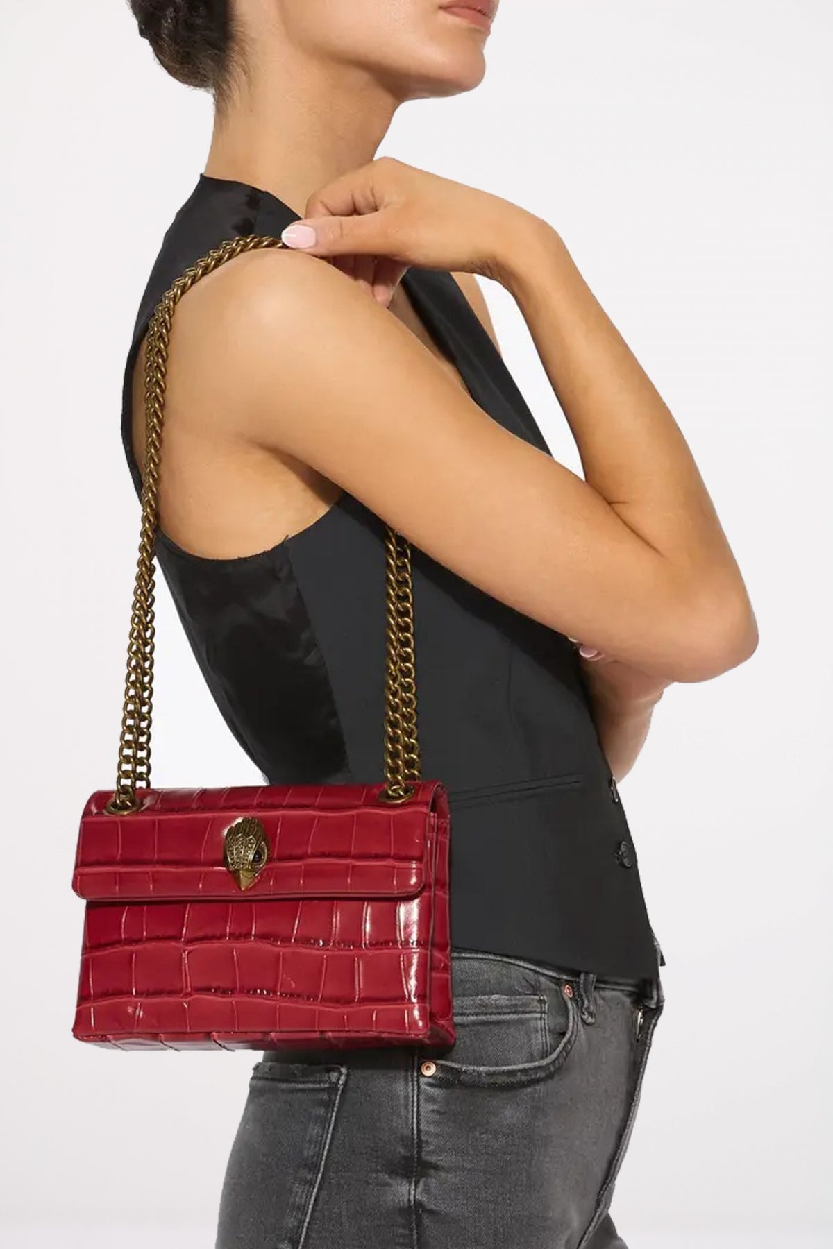 KURT GEIGER LONDON LEATHER MINI KENSINGTON en color ROJO  (4)