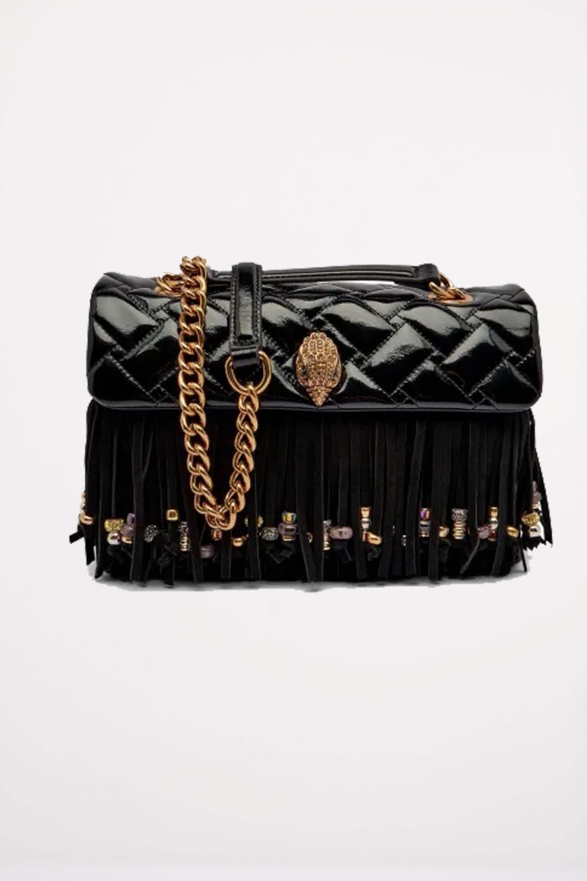 KURT GEIGER LONDON KENSINGTON FRINGE BAG en color NEGRO  (1)