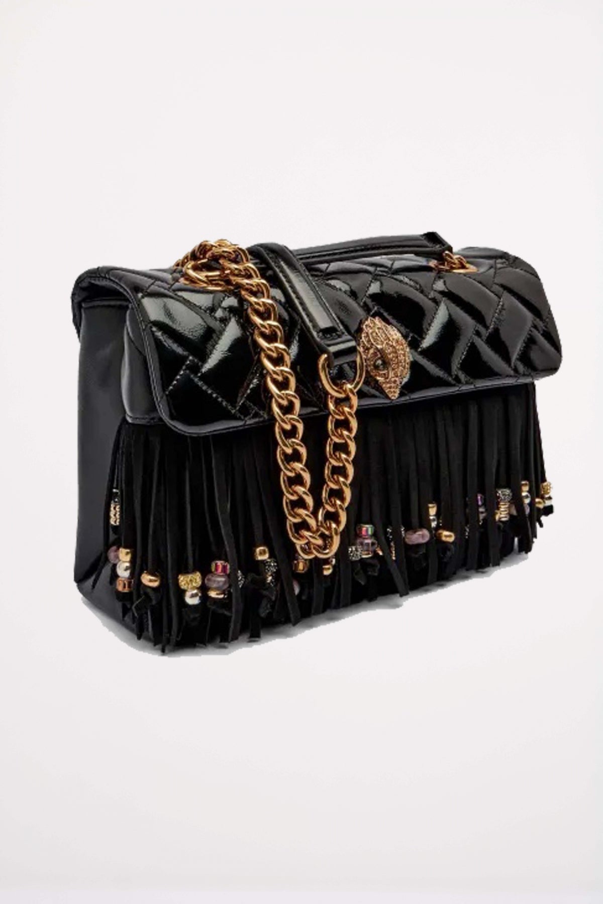 KURT GEIGER LONDON KENSINGTON FRINGE BAG en color NEGRO  (2)