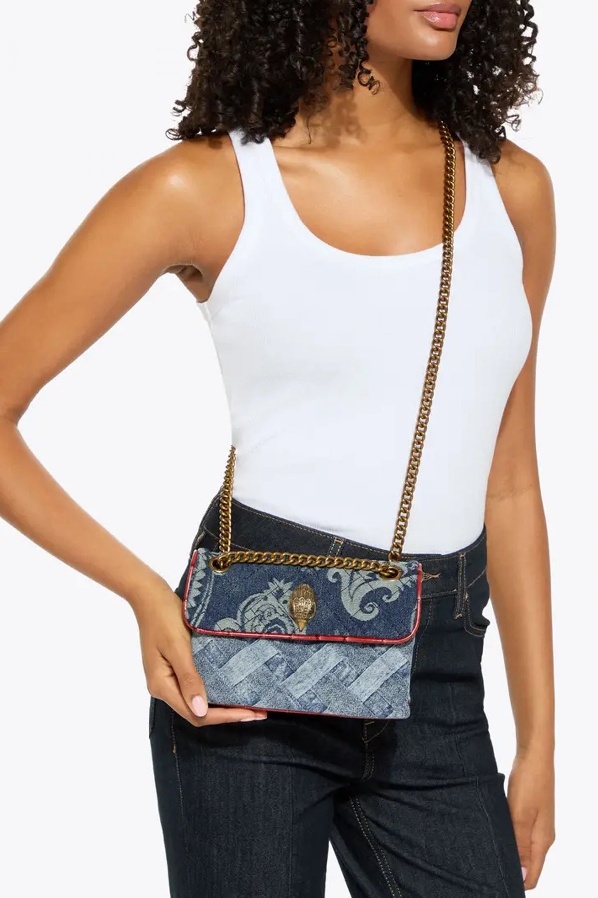 KURT GEIGER LONDON MINI KENSINGTON SOFT BAG en color AZUL  (4)