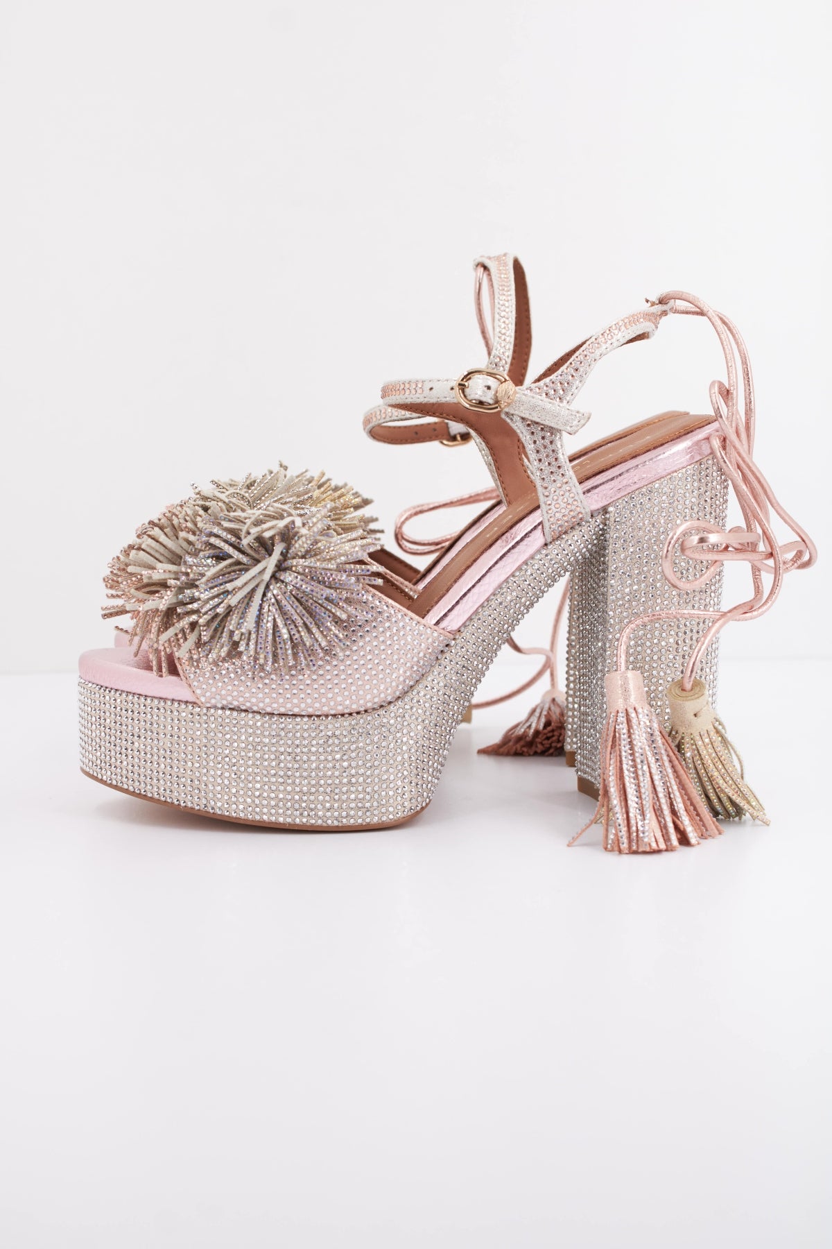 KURT GEIGER LONDON POM POM TIE PLATFORM en color ROSA  (1)