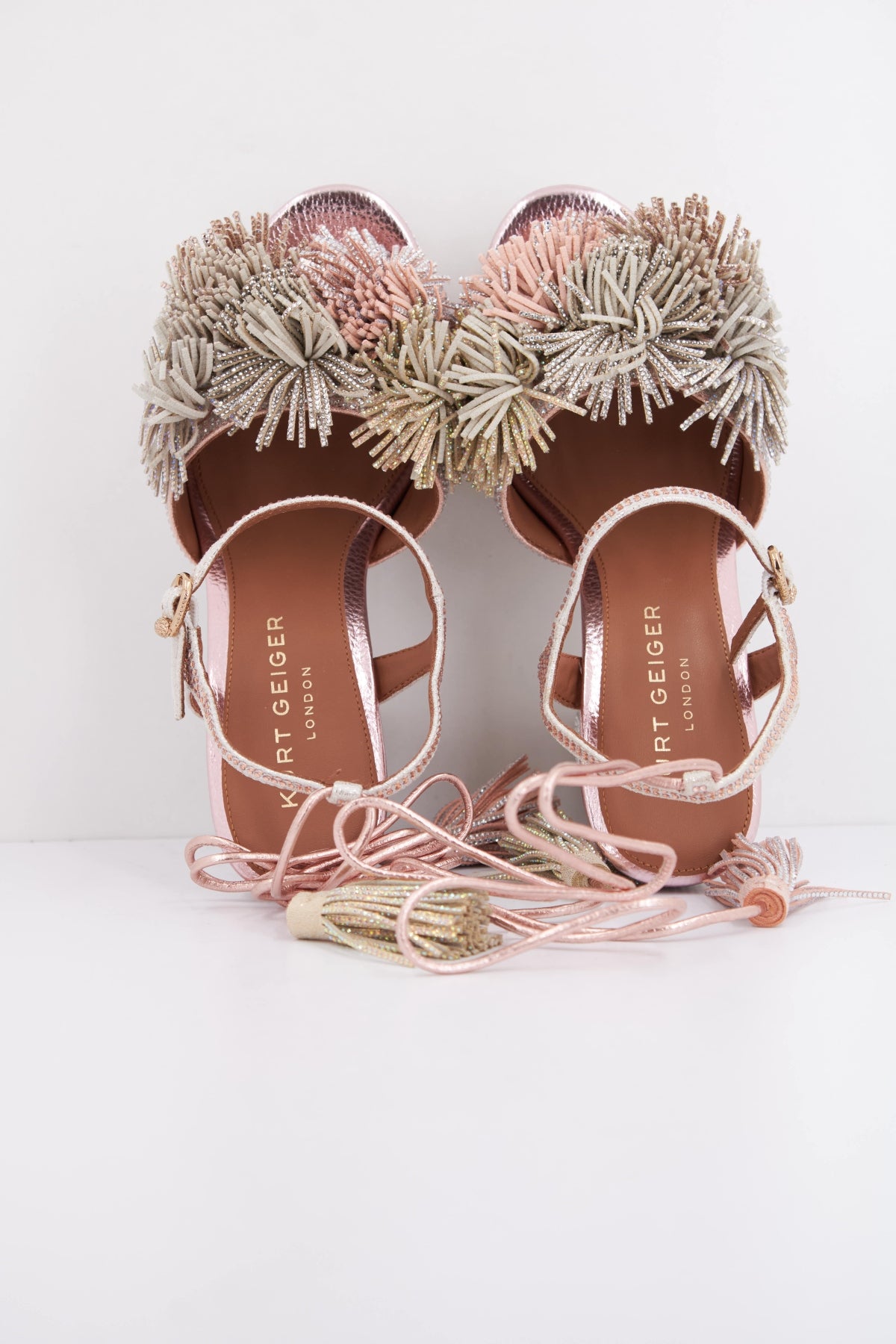 KURT GEIGER LONDON POM POM TIE PLATFORM en color ROSA  (3)
