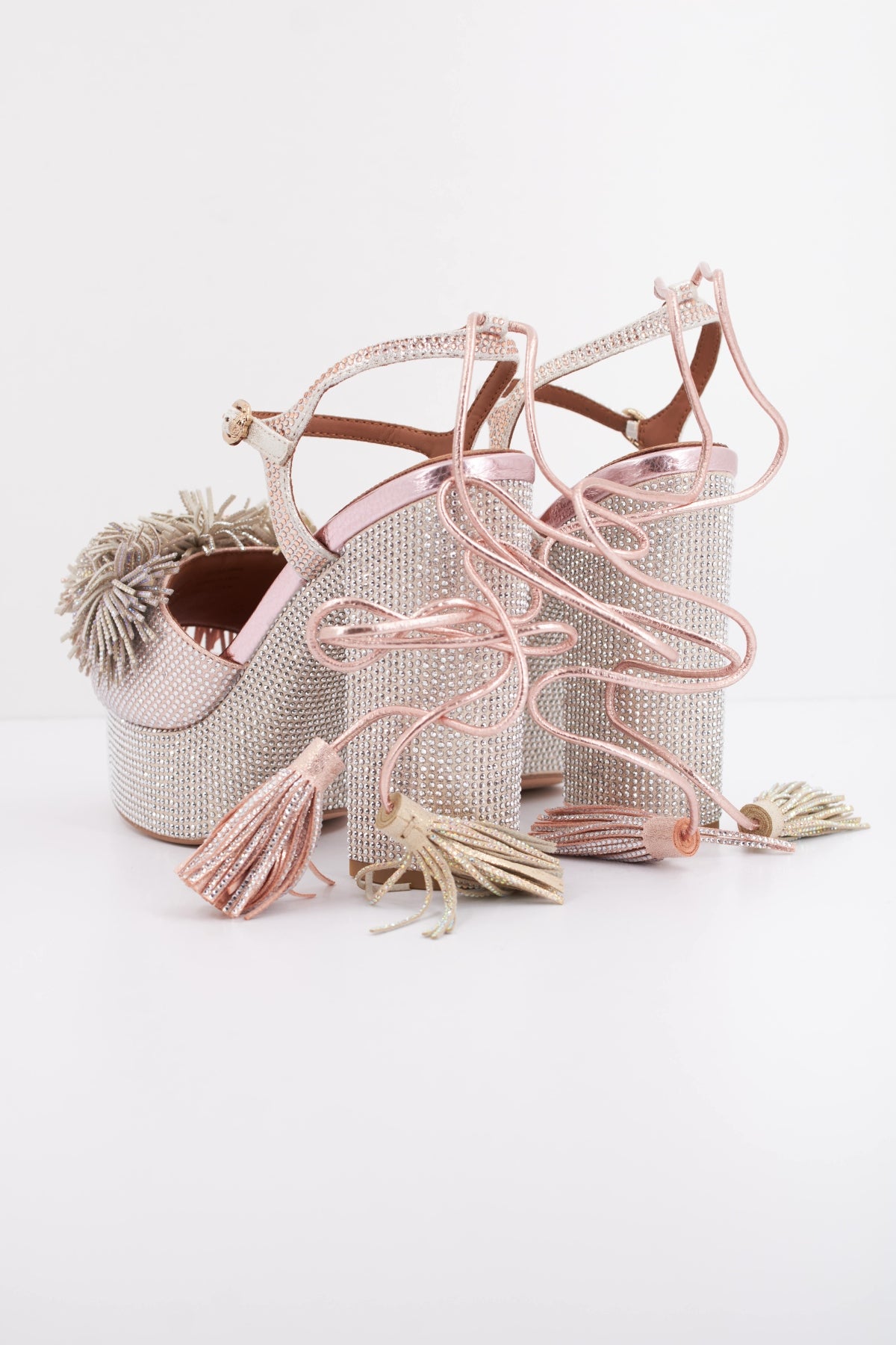 KURT GEIGER LONDON POM POM TIE PLATFORM en color ROSA  (4)