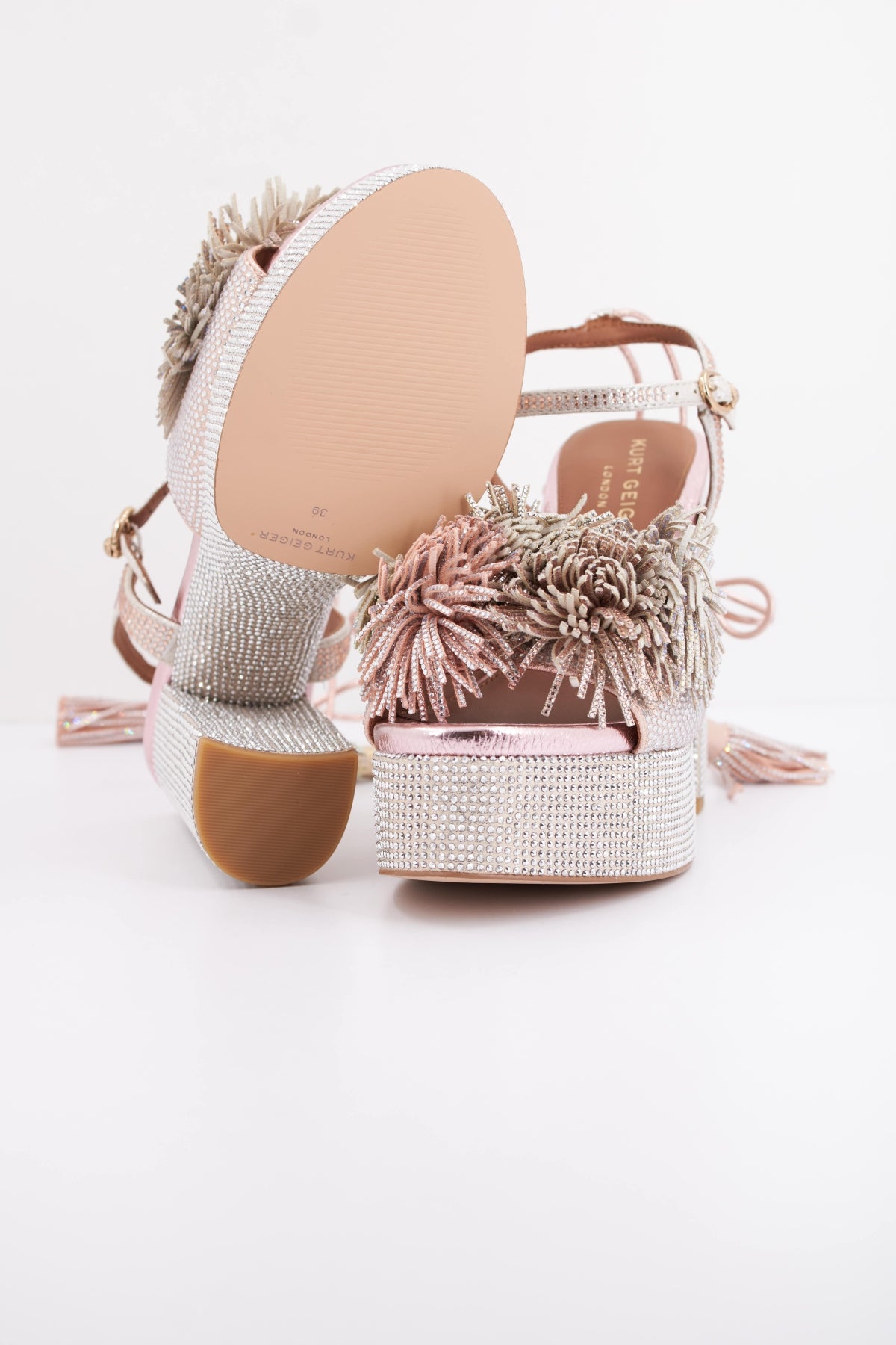 KURT GEIGER LONDON POM POM TIE PLATFORM en color ROSA  (5)