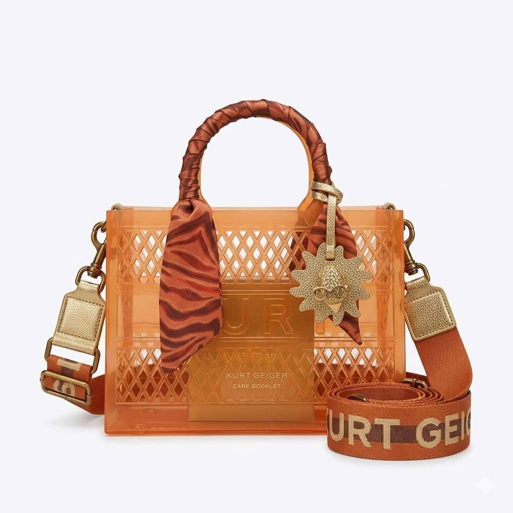 KURT GEIGER LONDON JELLY SM TOTE BAG en color NARANJA  (4)