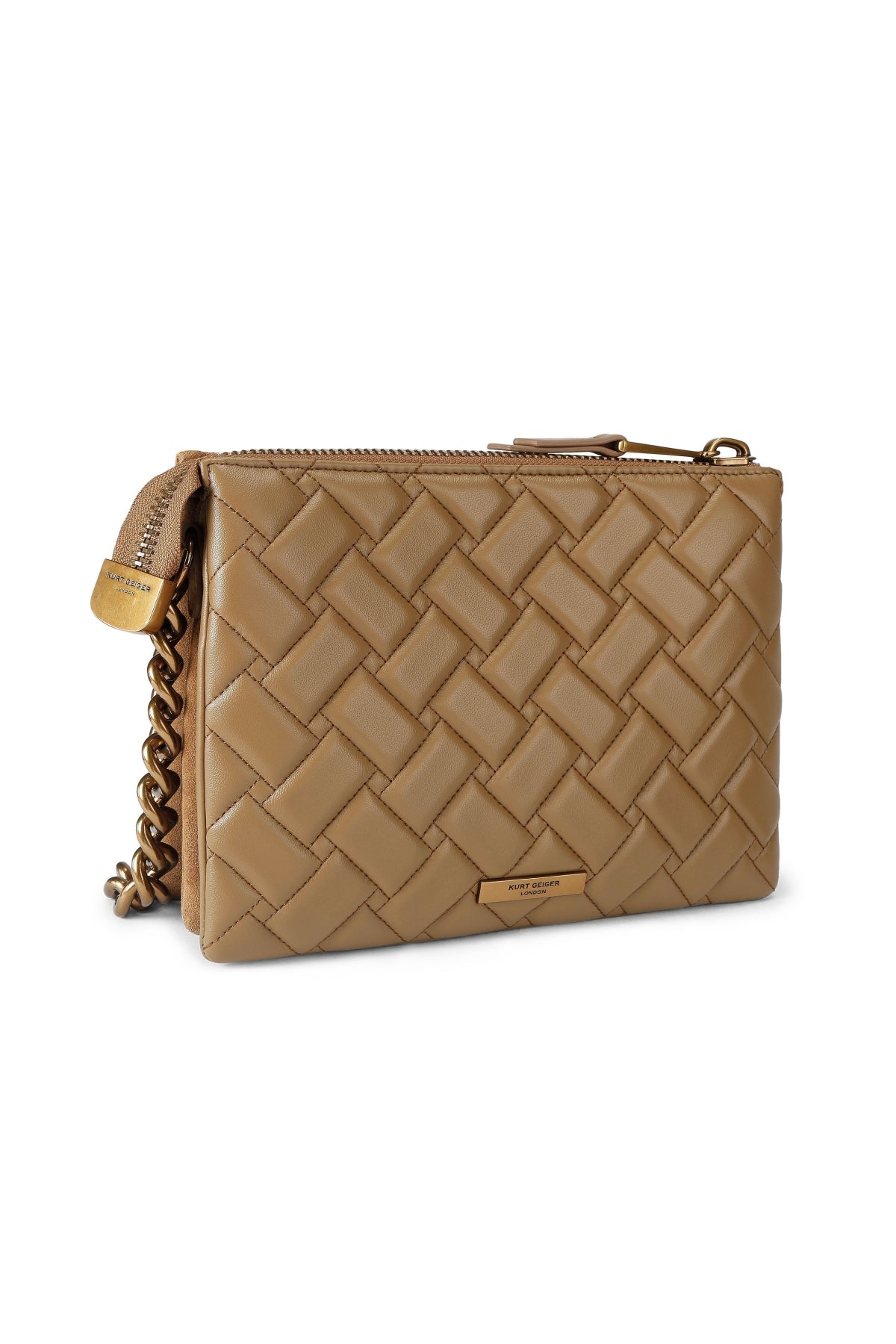 KURT GEIGER LONDON K KENSINGTON PUFF  POUCH en color MARRON CLARO  (2)