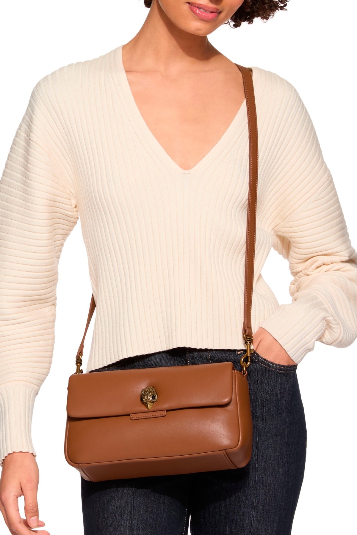 KURT GEIGER LONDON K LEATHER OXFORD BAG en color MARRON  (1)