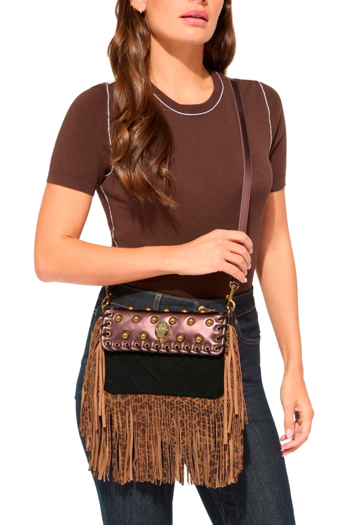 KURT GEIGER LONDON K SM OXFORD FRINGE SHOOUL en color MARRON  (1)