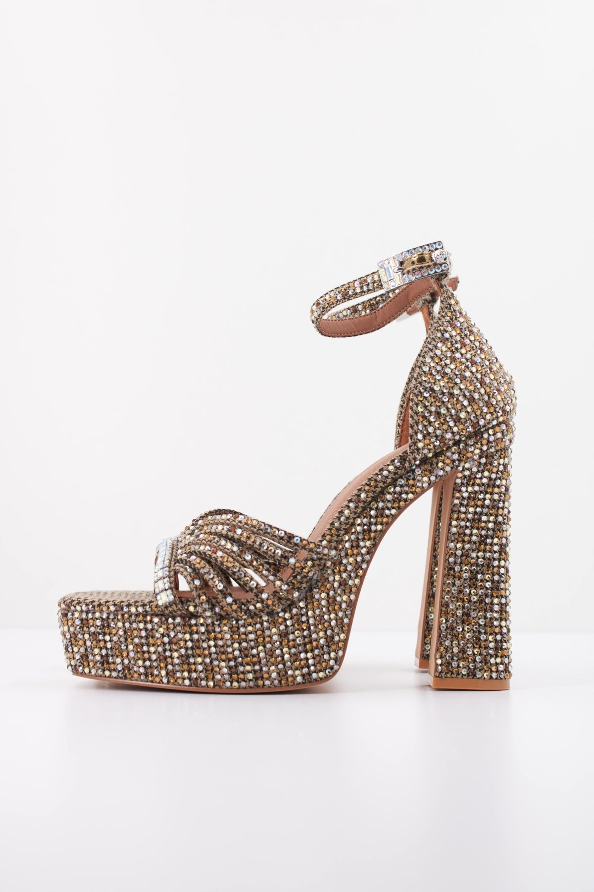 KURT GEIGER LONDON K CRYSTAL STRAP PLATFORM en color BRONCE  (1)