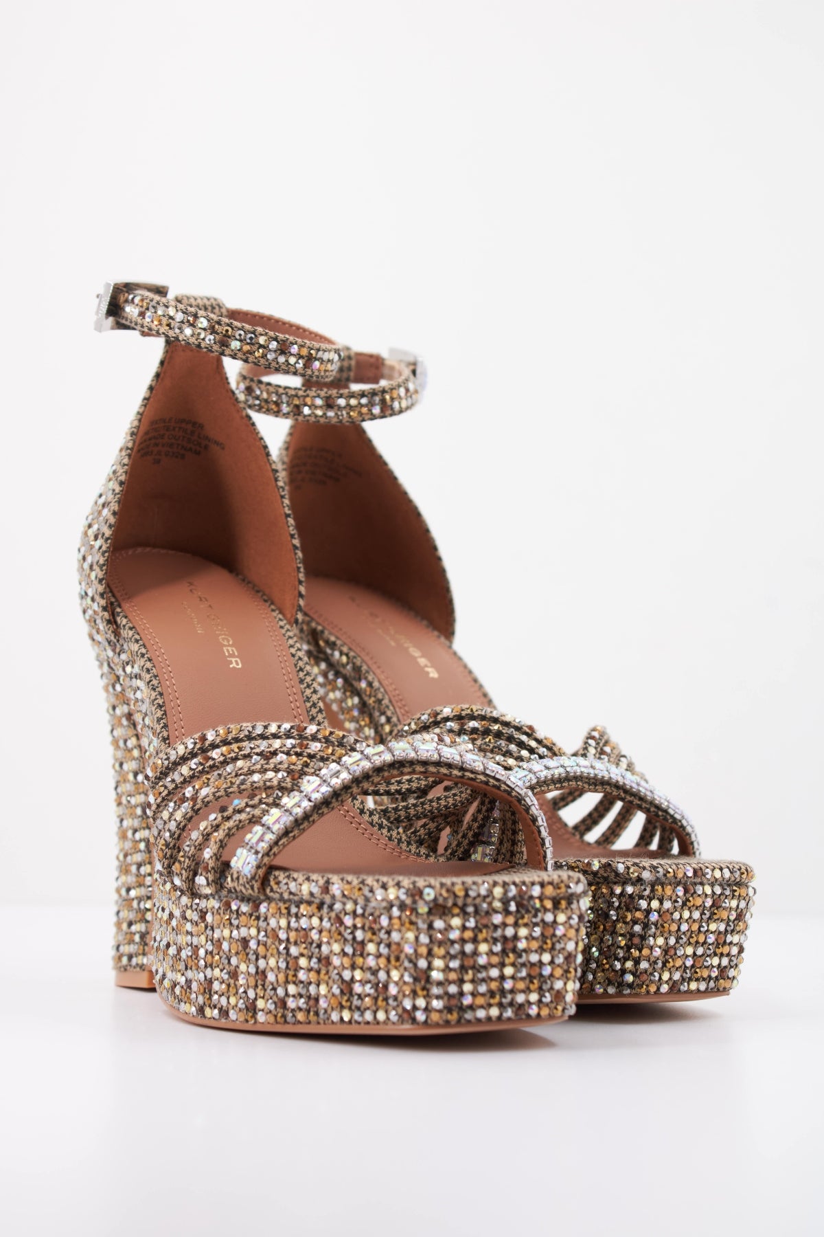 KURT GEIGER LONDON K CRYSTAL STRAP PLATFORM en color BRONCE  (2)
