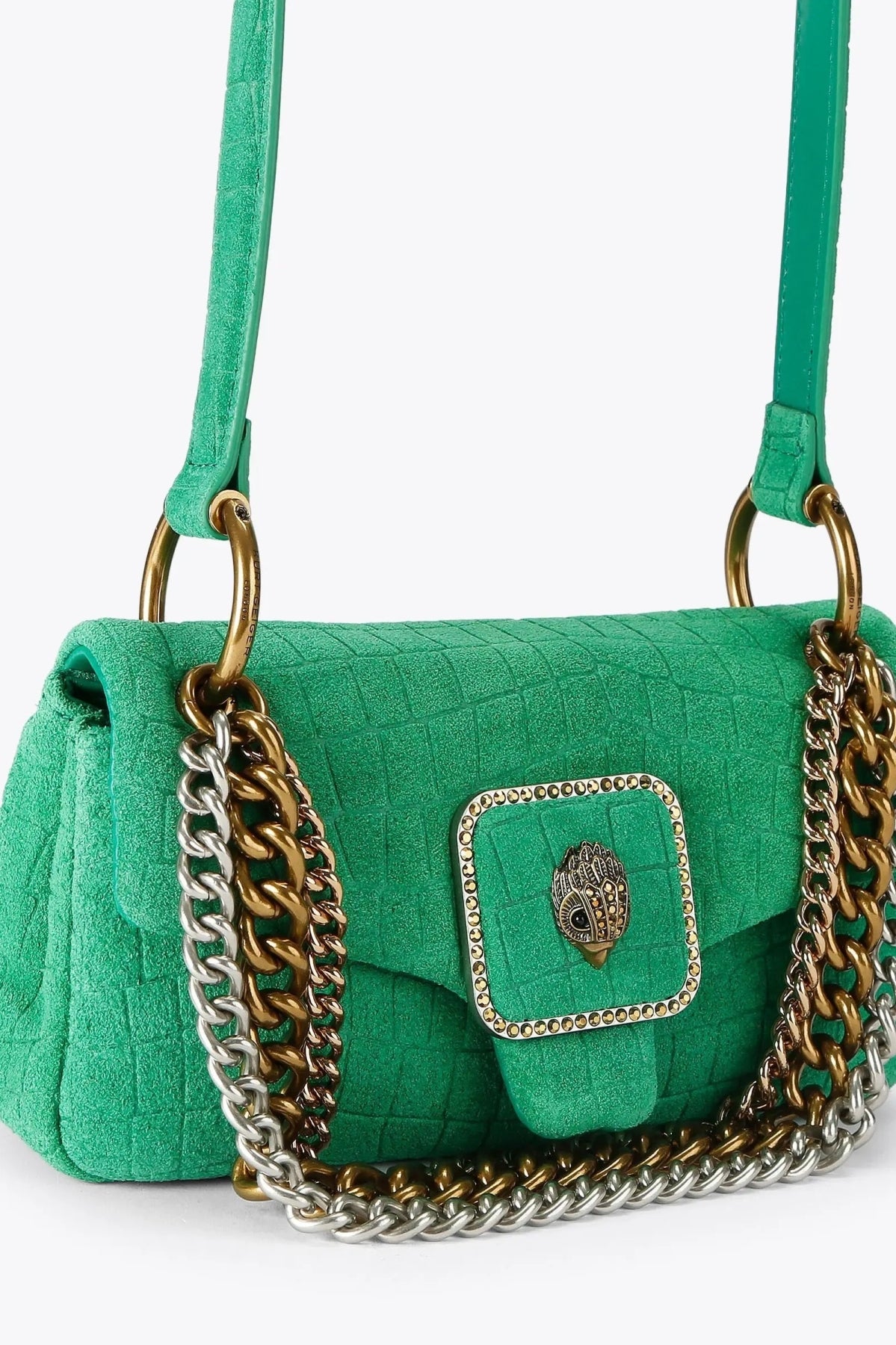 KURT GEIGER LONDON  MINI PIMLICO BAG CHAIN  en color VERDE  (4)