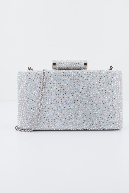 MENBUR M BOLSO FIESTA CLUTCH GLITTERS en color PLATA  (1)