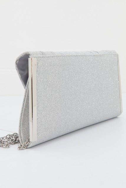 MENBUR M BOLSO CARTERA FIESTA GLITTER en color PLATA  (3)