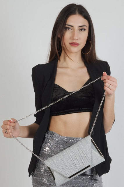 MENBUR M BOLSO CARTERA FIESTA GLITTER en color PLATA  (5)