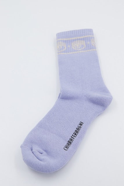 CHIARA FERRAGNI MAXI LOGOMANIA LUREX SOCKS en color VIOLETA  (1)