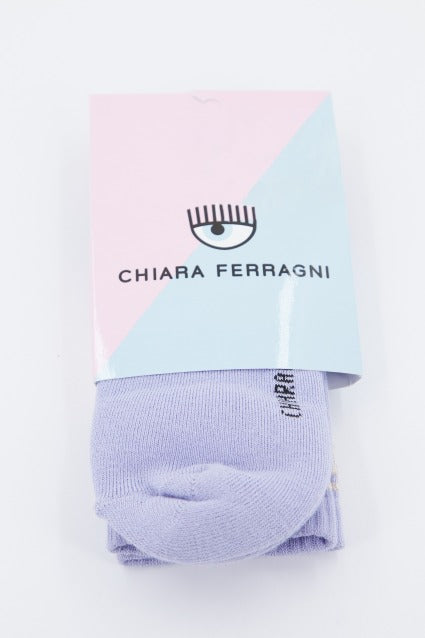 CHIARA FERRAGNI MAXI LOGOMANIA LUREX SOCKS en color VIOLETA  (2)