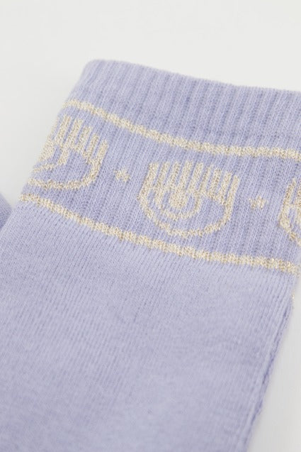 CHIARA FERRAGNI MAXI LOGOMANIA LUREX SOCKS en color VIOLETA  (3)