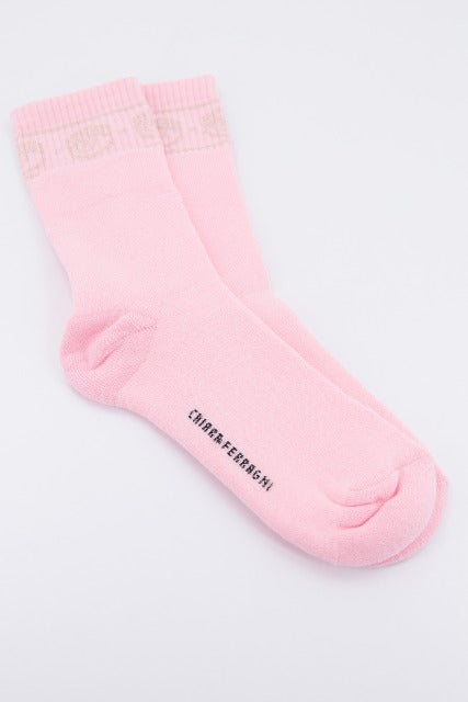 CHIARA FERRAGNI MAXI LOGOMANIA LUREX SOCKS en color ROSA  (2)