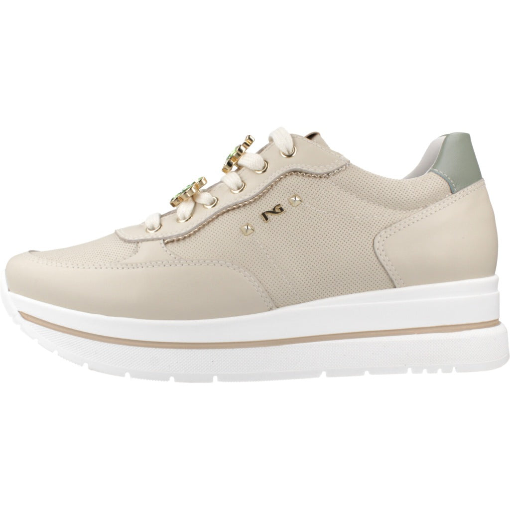 NERO GIARDINI DEPORTIVO CORDONES VELVET en color BEIS  (2)