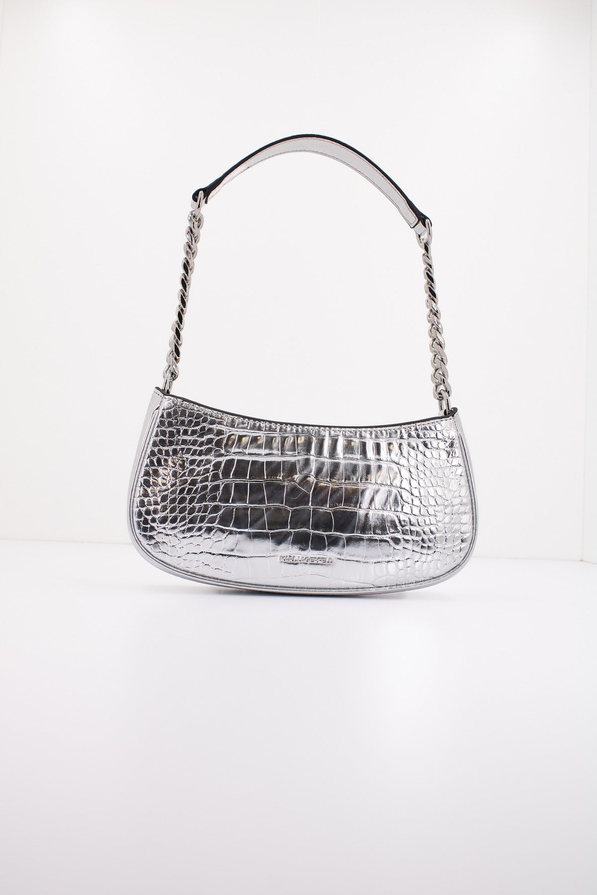 KARL LAGERFELD KAMEO SHOULDERBAG CROC en color PLATA  (3)