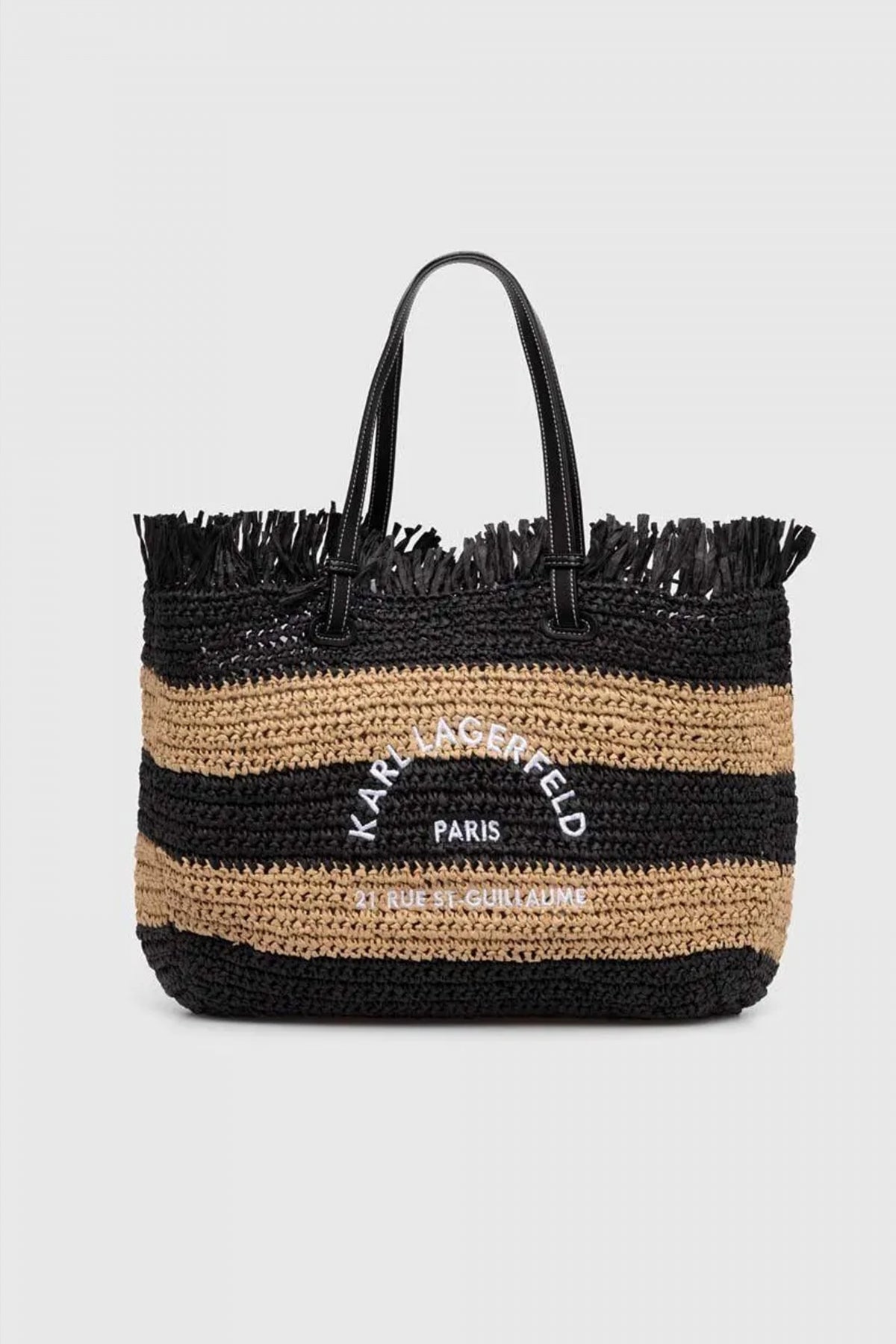 KARL LAGERFELD RSG RAFFIA TOTE STRIPE en color NEGRO  (2)