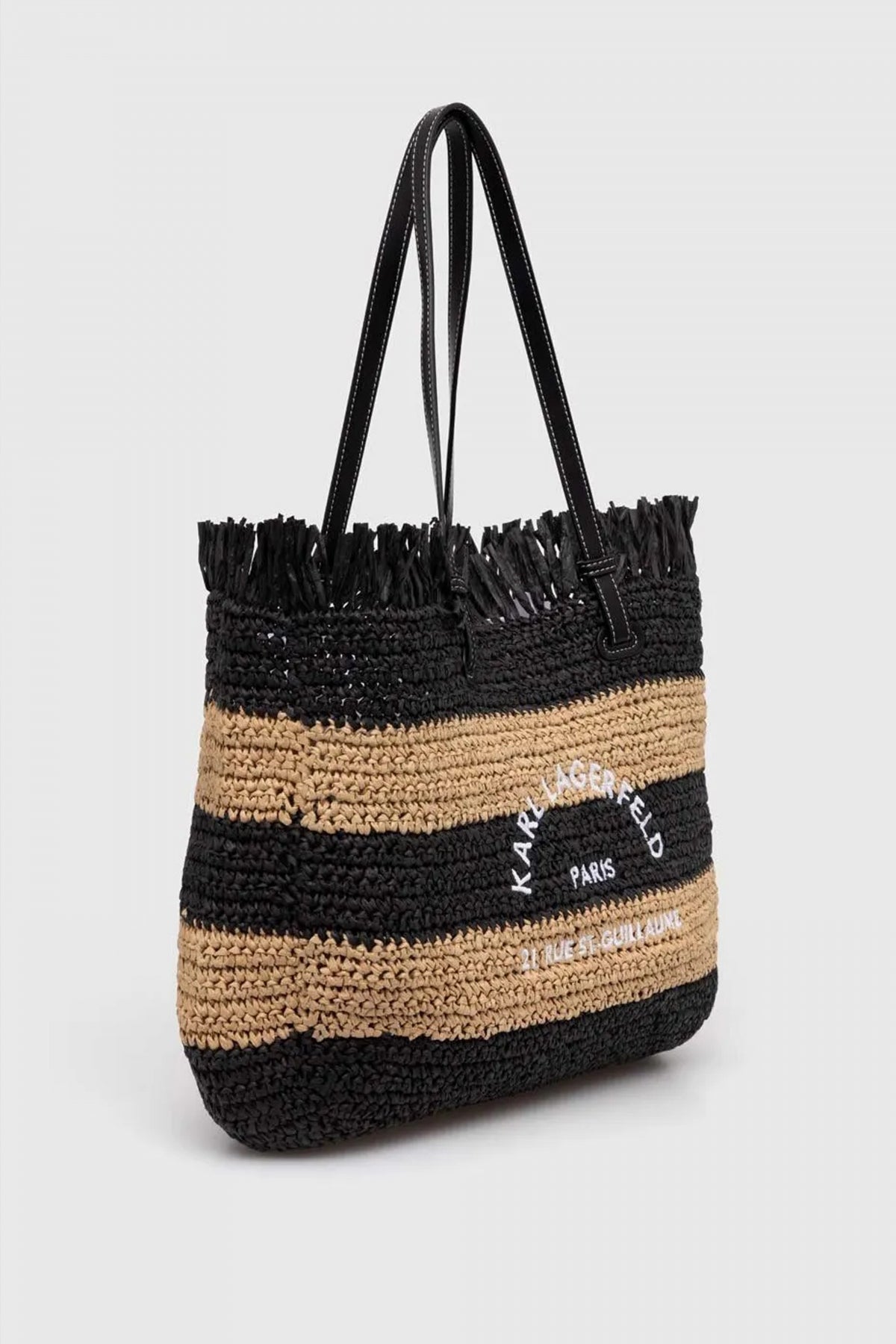 KARL LAGERFELD RSG RAFFIA TOTE STRIPE en color NEGRO  (1)