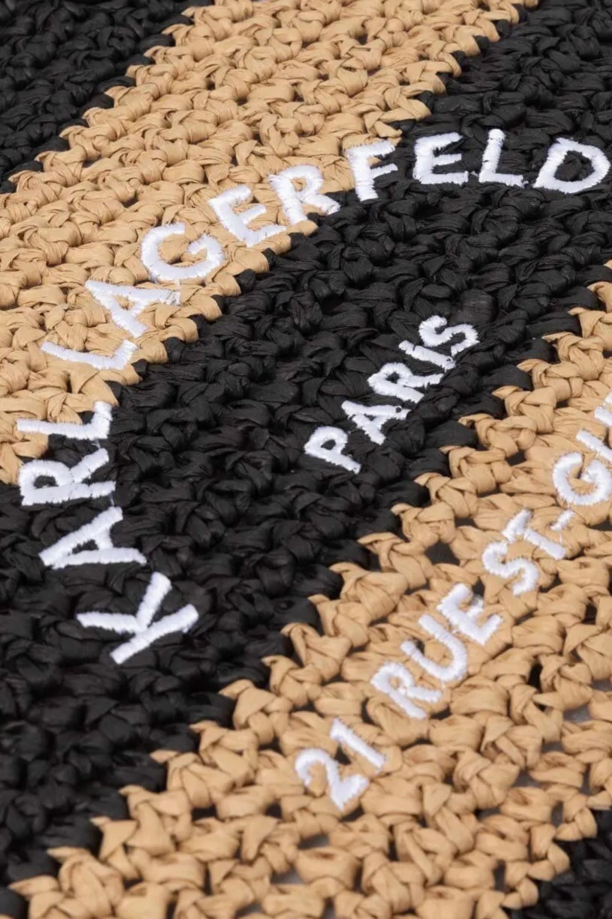 KARL LAGERFELD RSG RAFFIA TOTE STRIPE en color NEGRO  (4)