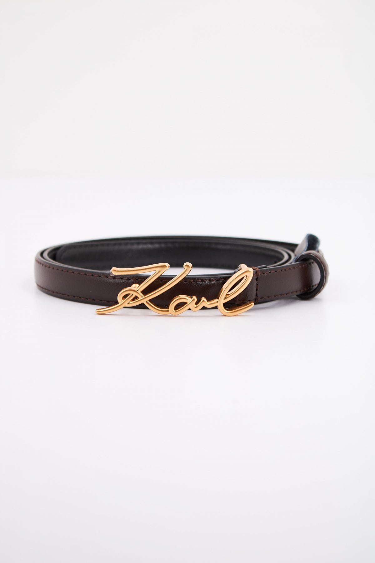 KARL LAGERFELD K/SIGNATURE SM BUCKLE BELT en color MARRON  (1)