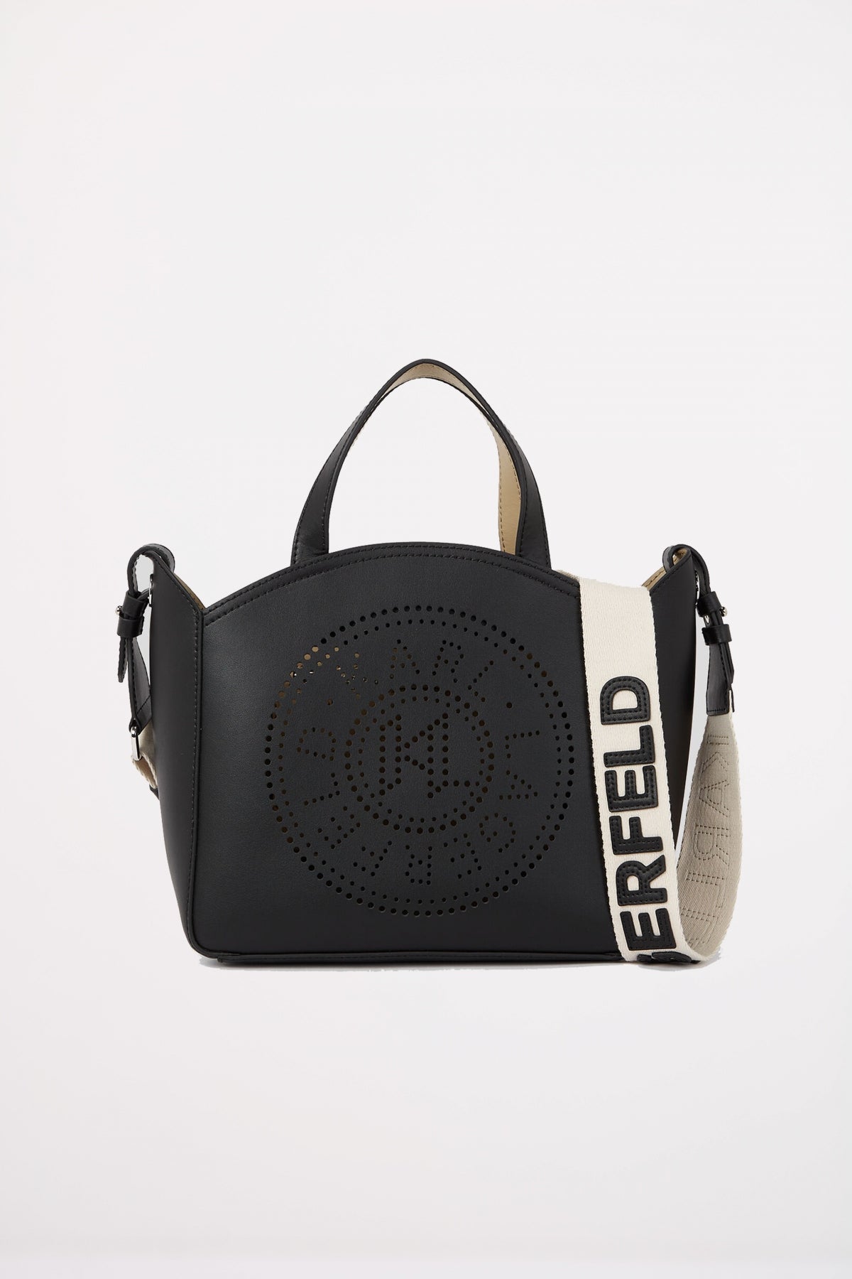KARL LAGERFELD K CIRCLE SM TOTE PERFORATE en color NEGRO  (1)
