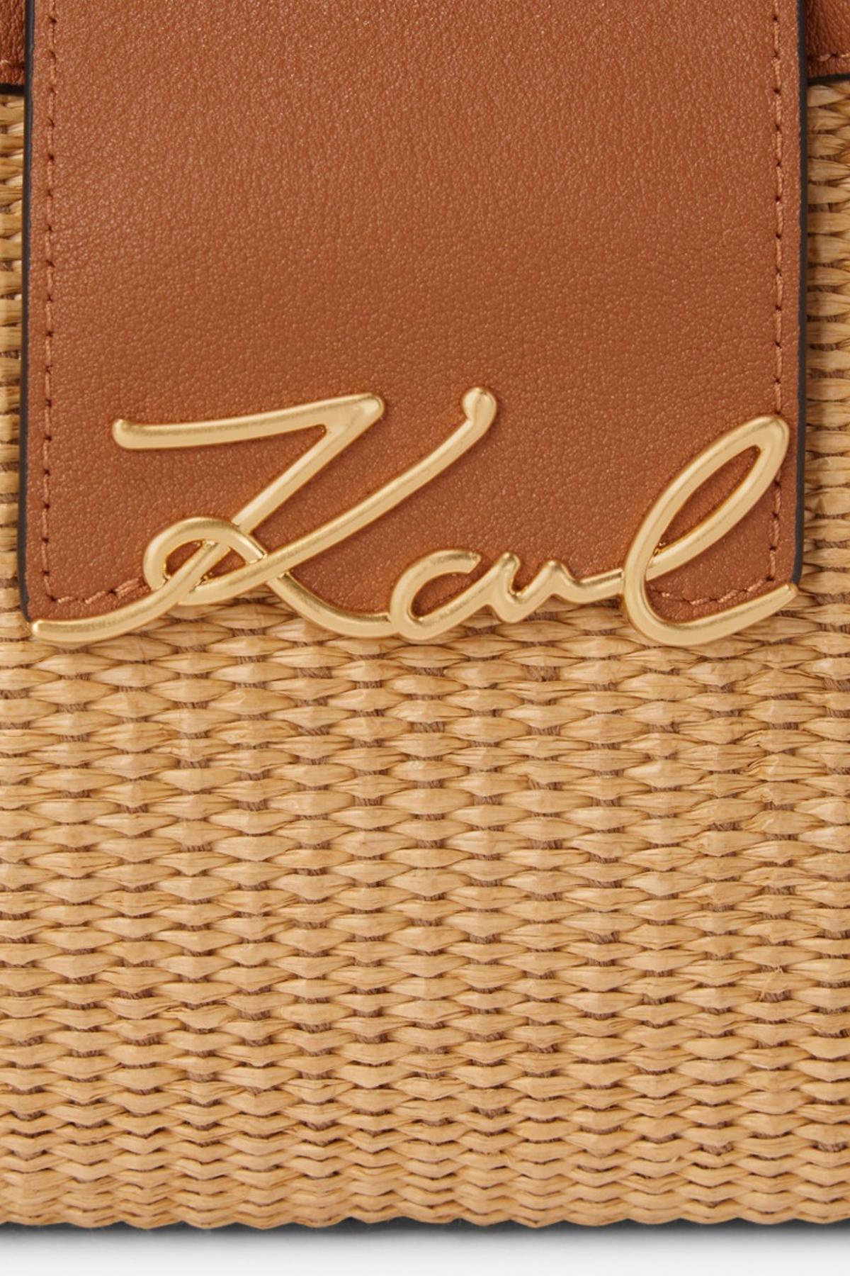 KARL LAGERFELD SIGNATURE SM SHB RAFFIA en color MARRON  (4)