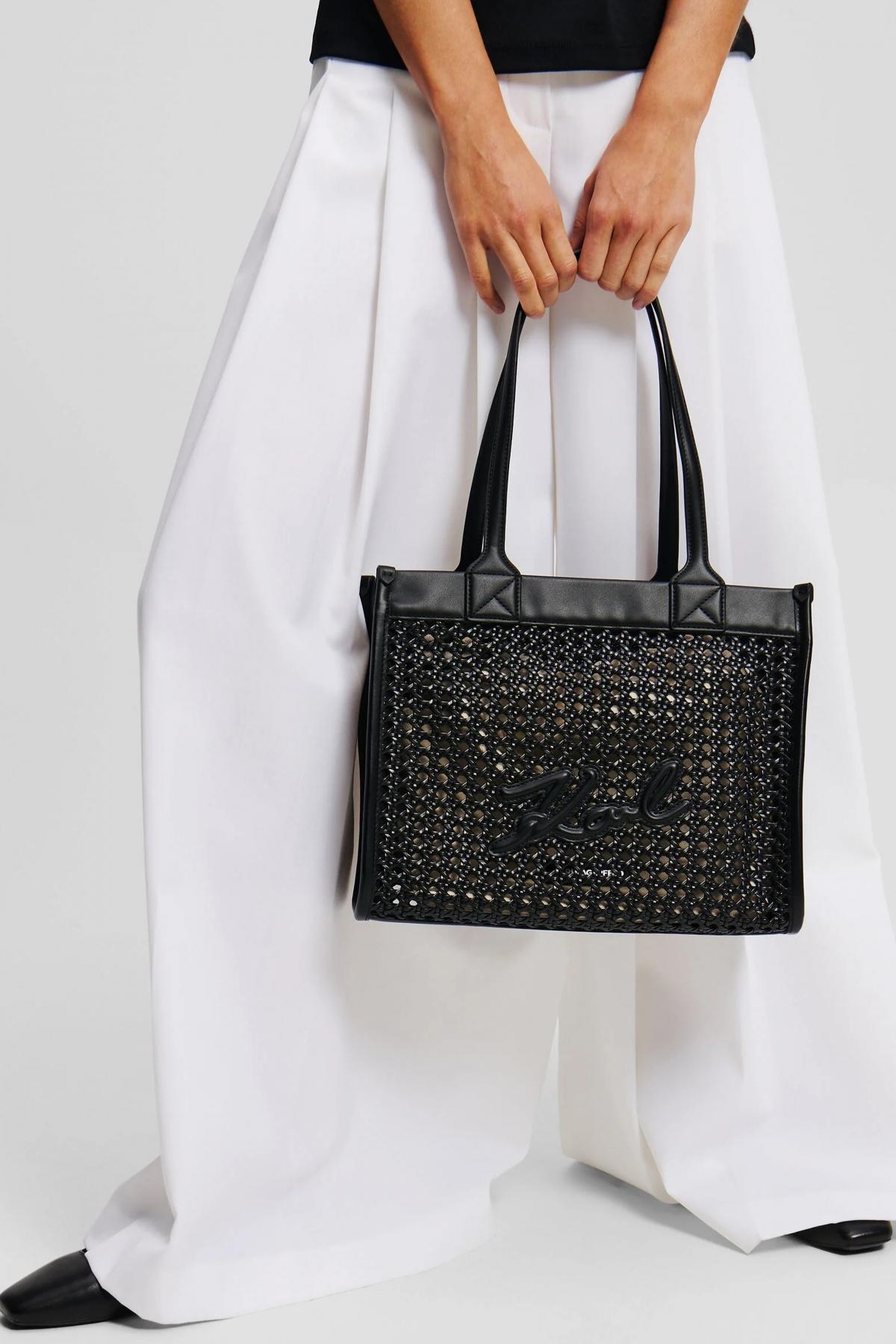 KARL LAGERFELD SKUARE MD TOTE WOVEN en color NEGRO  (4)