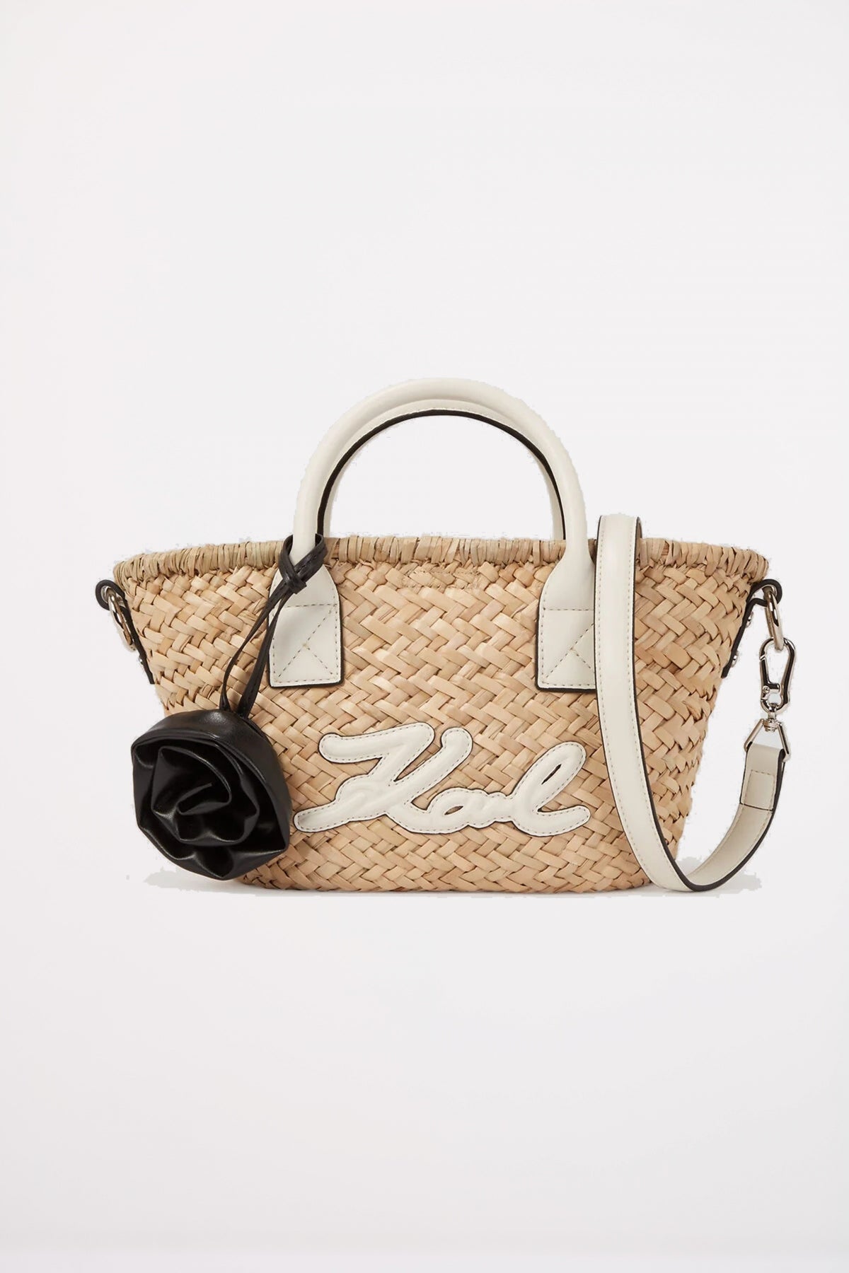 KARL LAGERFELD SIGNATURE RAFFIA SM BASKET en color MARRON CLARO  (1)