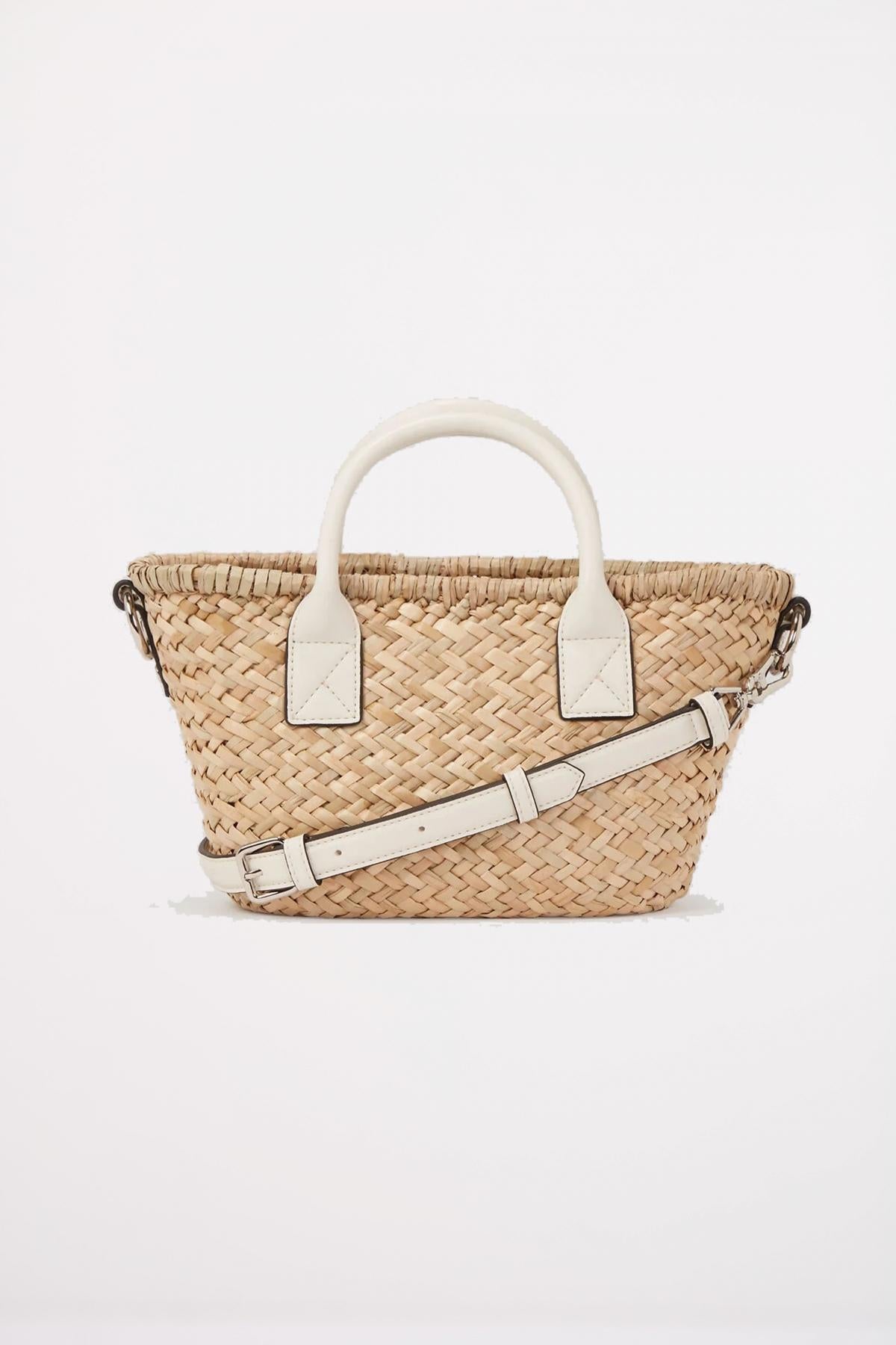 KARL LAGERFELD SIGNATURE RAFFIA SM BASKET en color MARRON CLARO  (2)