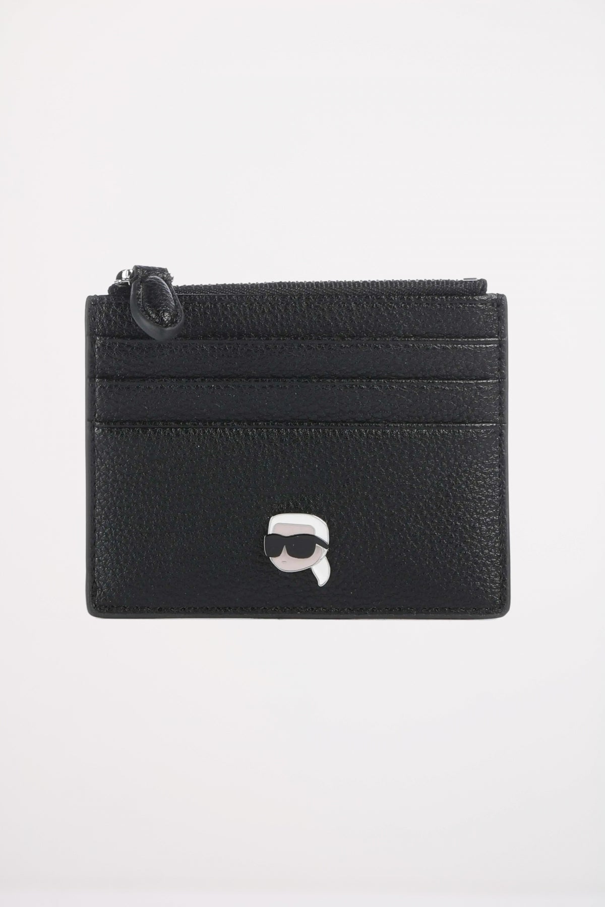KARL LAGERFELD IKON GRAINY ZIP CARDHOLDER en color NEGRO  (1)