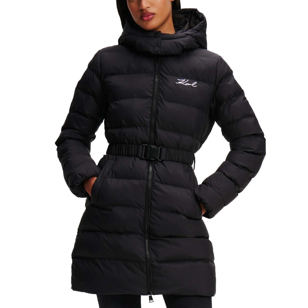 KARL LAGERFELD LIGHTWEIGHT LONG PUFFER en color NEGRO  (2)