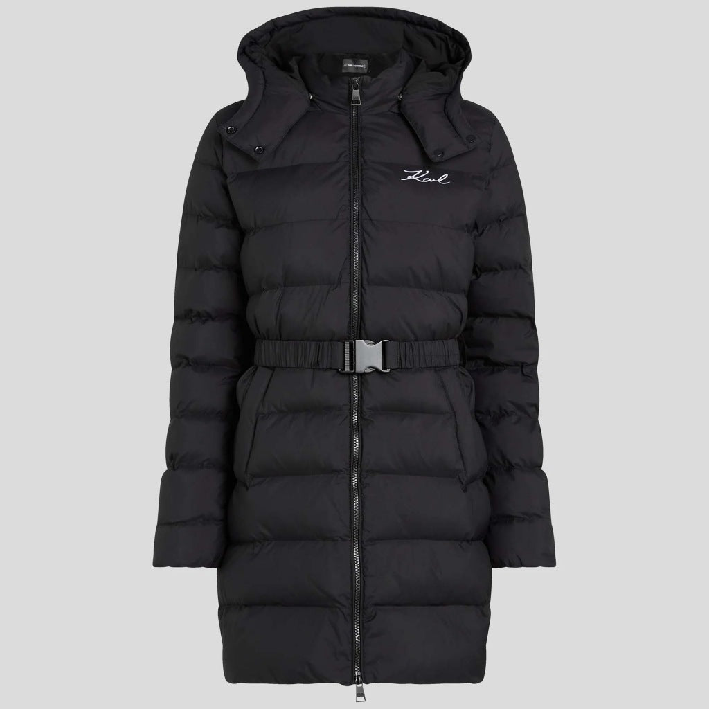 KARL LAGERFELD LIGHTWEIGHT LONG PUFFER en color NEGRO  (1)