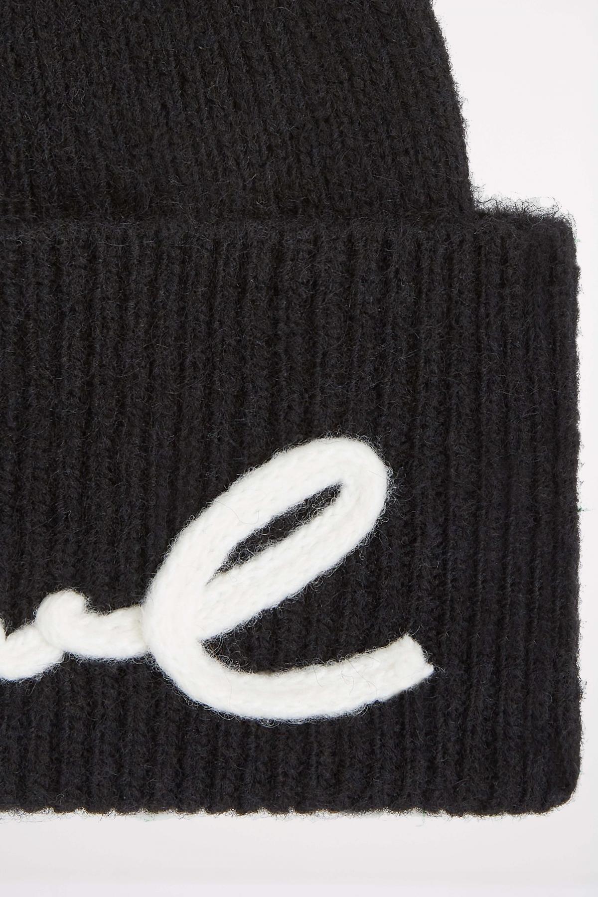 KARL LAGERFELD K SIGNATURE CROCHET BEANIE en color NEGRO  (3)