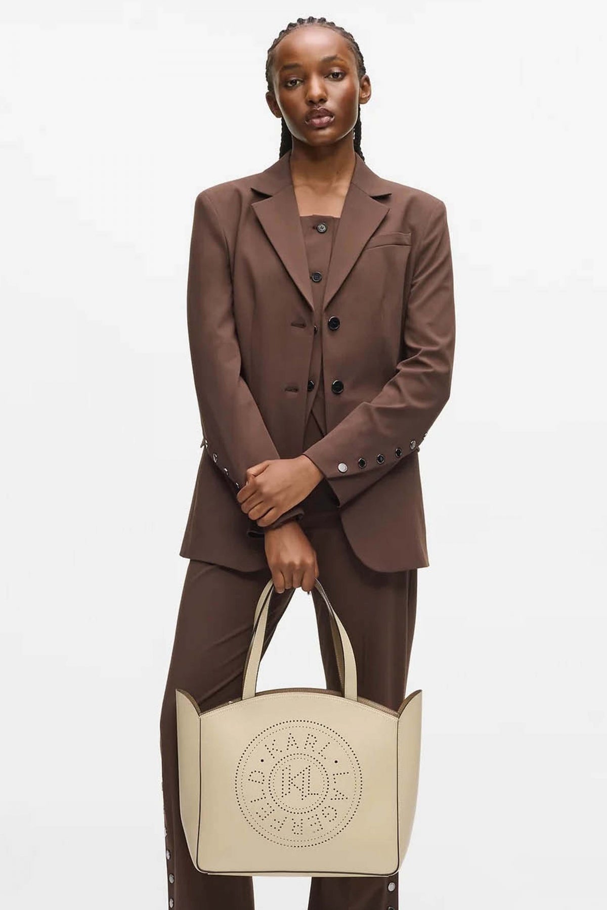 KARL LAGERFELD K CIRCLE MID ZIP TOTE en color BEIS  (4)