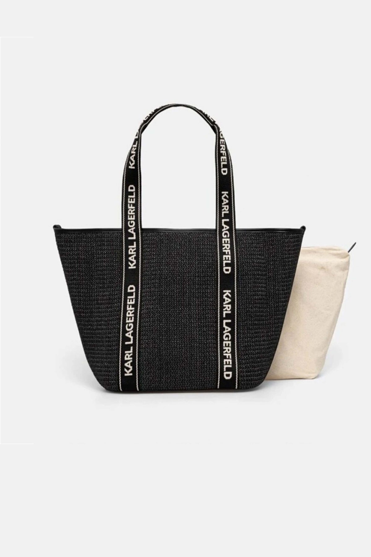 KARL LAGERFELD K/ESSENTIAL RAFFIA BAG en color NEGRO  (1)