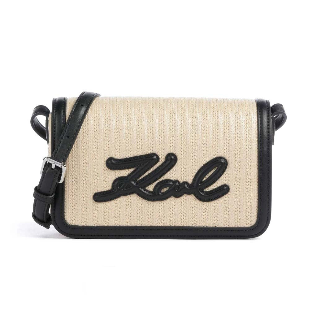 KARL LAGERFELD  K/SIGNATURE RAFFIA CROSSBO  en color BEIS  (4)