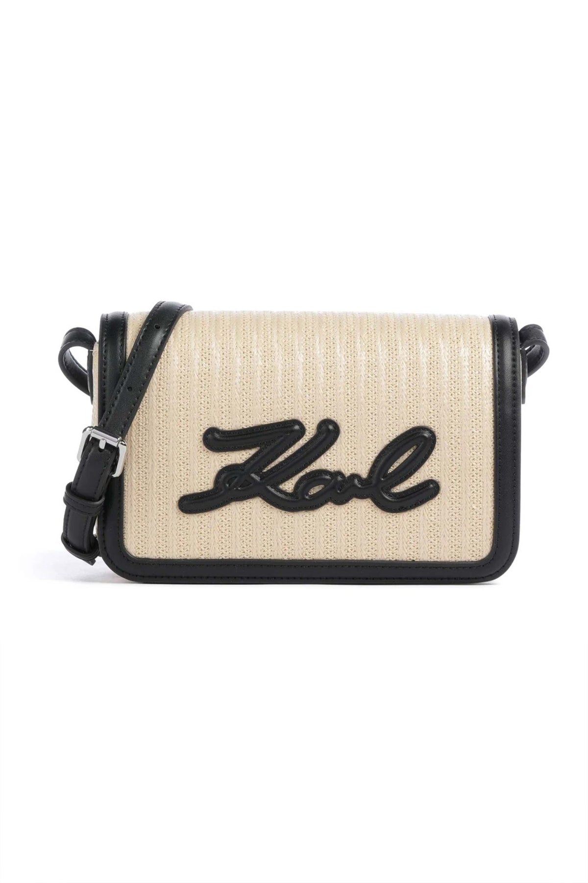 KARL LAGERFELD  K/SIGNATURE RAFFIA CROSSBO  en color BEIS  (1)