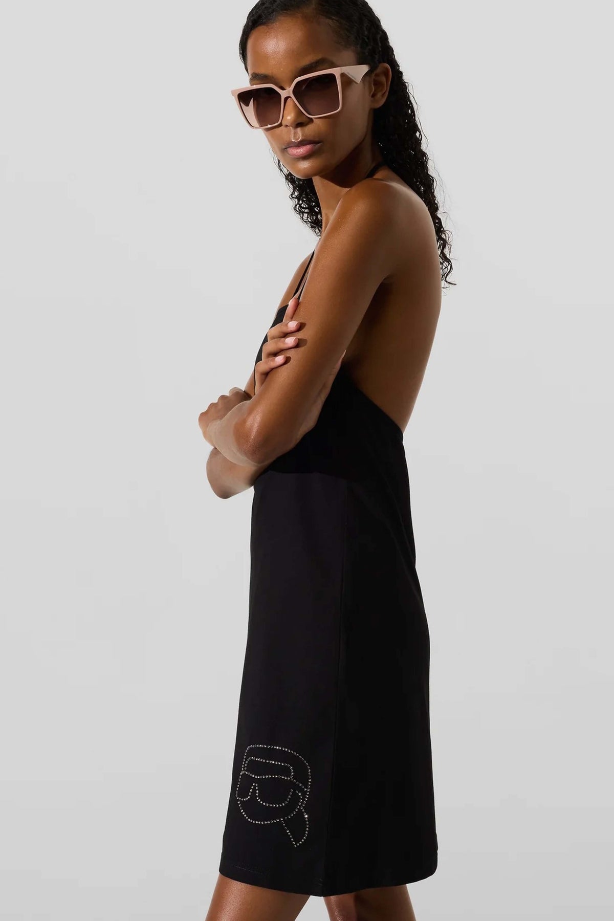 KARL LAGERFELD IKON RHINESTONE BEACH DRES  en color NEGRO  (4)
