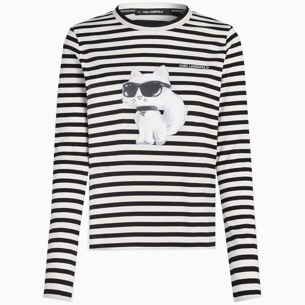 KARL LAGERFELD BW IKON AQUARELLE C LSLV TOP en color NEGRO  (4)