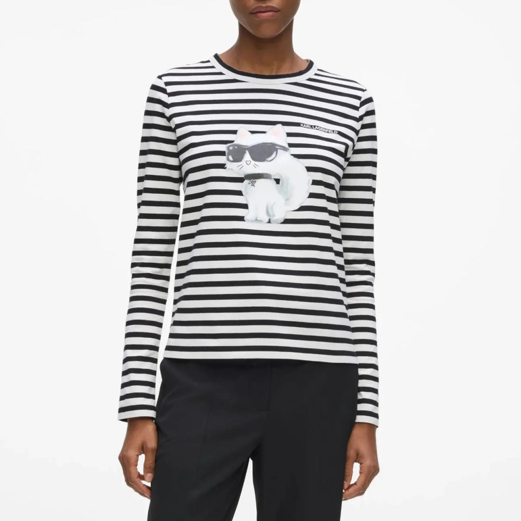 KARL LAGERFELD BW IKON AQUARELLE C LSLV TOP en color NEGRO  (6)