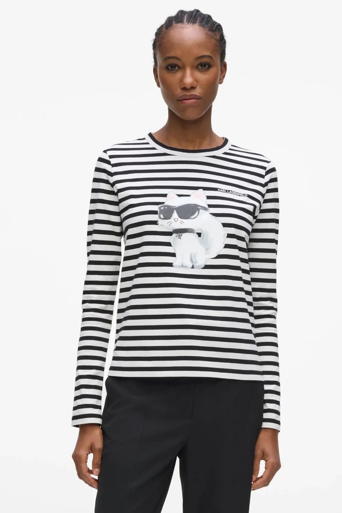 KARL LAGERFELD BW IKON AQUARELLE C LSLV TOP en color NEGRO  (1)