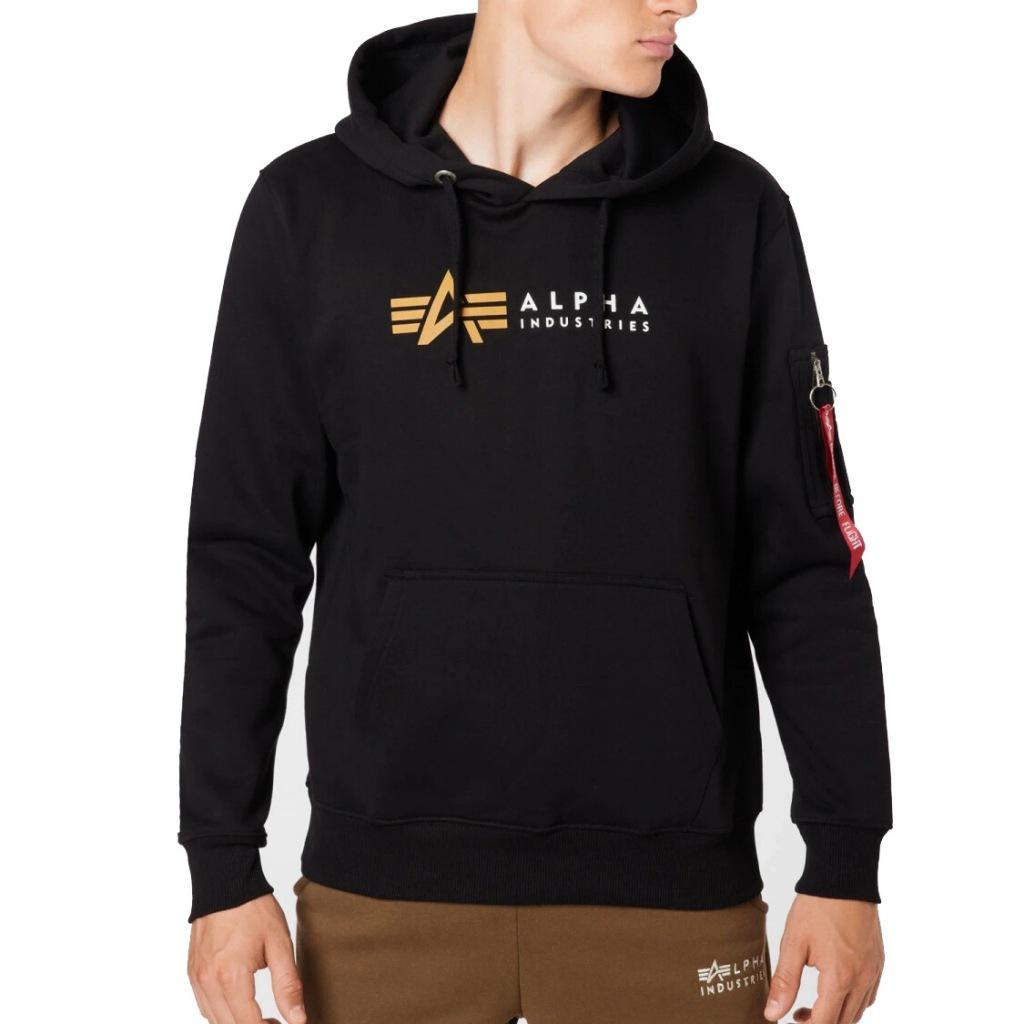 ALPHA INDUSTRIES ALPHA LABEL HOODY en color NEGRO  (4)