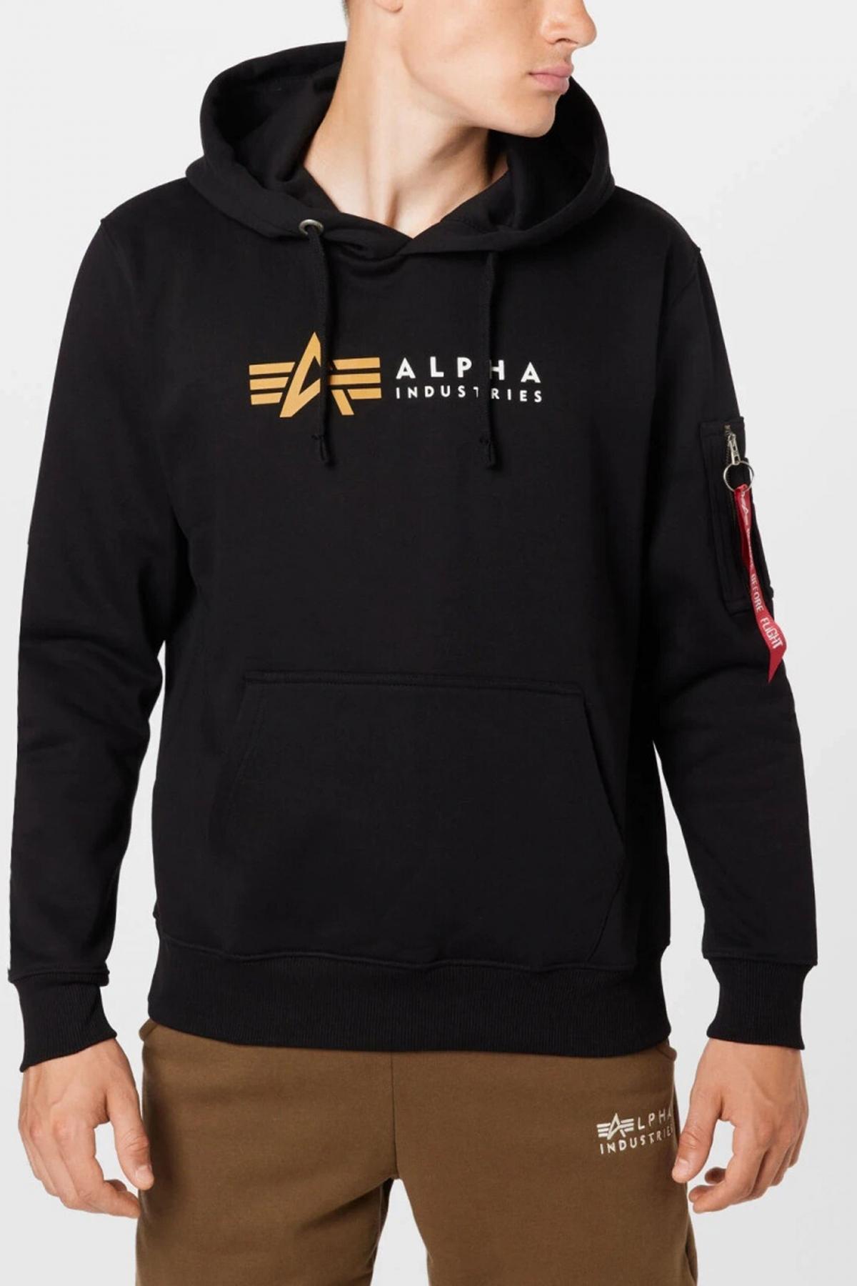 ALPHA INDUSTRIES ALPHA LABEL HOODY en color NEGRO  (1)