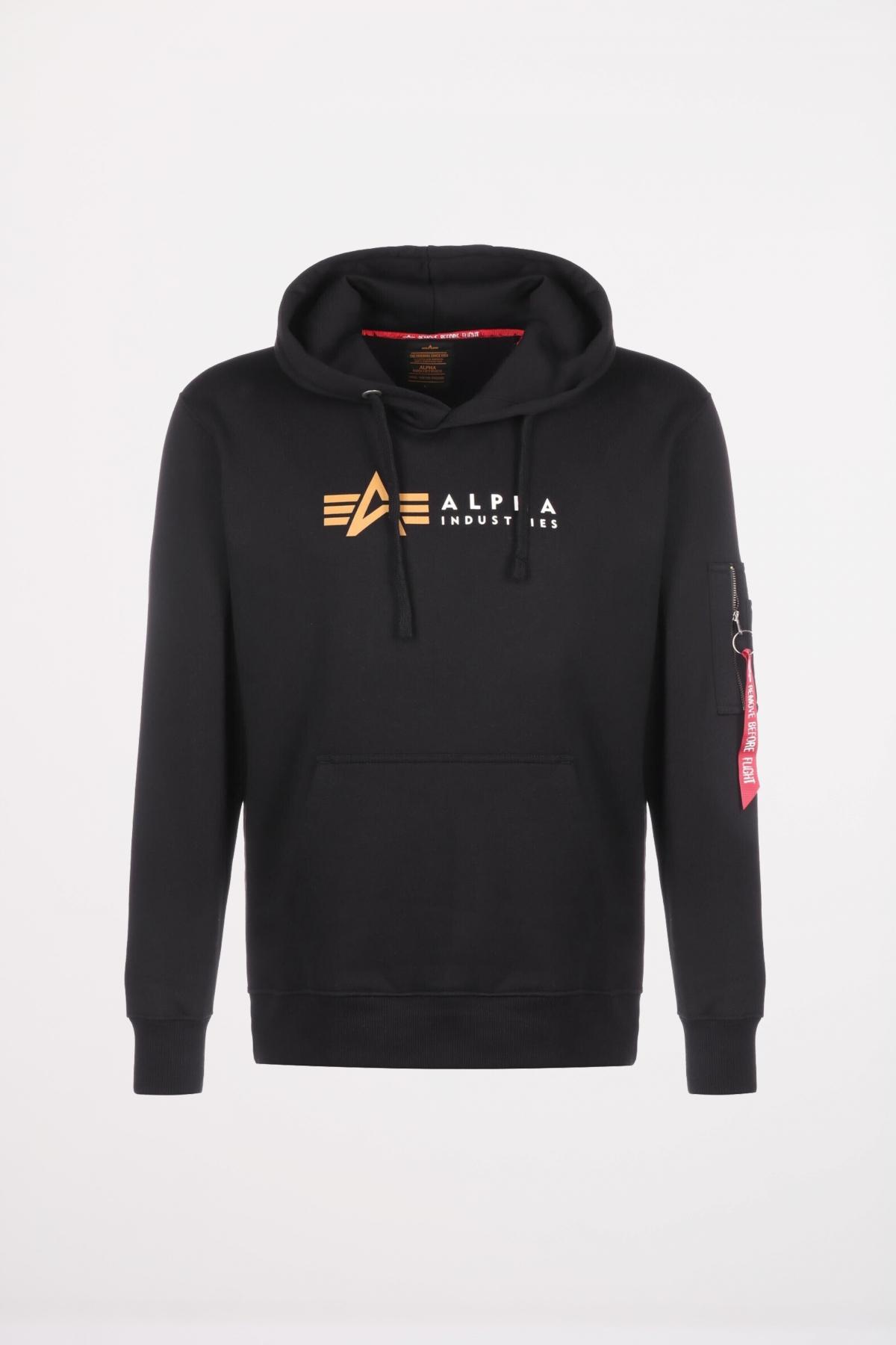 ALPHA INDUSTRIES ALPHA LABEL HOODY en color NEGRO  (2)