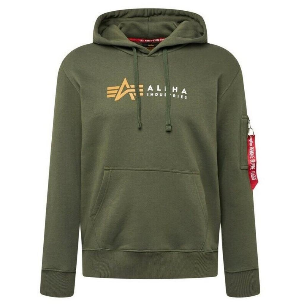 ALPHA INDUSTRIES ALPHA LABEL HOODY en color VERDE  (4)
