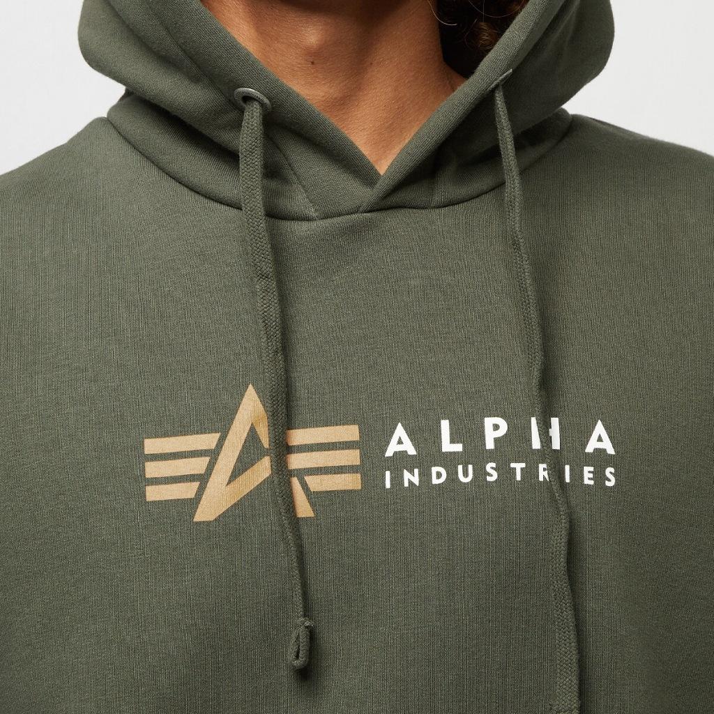 ALPHA INDUSTRIES ALPHA LABEL HOODY en color VERDE  (6)
